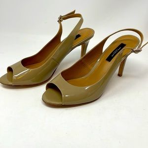 Ann Taylor Stiletto High Heels Tan Patent Leather Womens Size 10